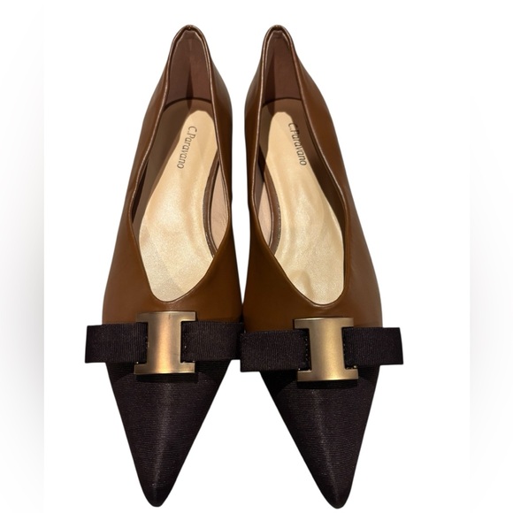 Pointed Toe Ballet Brown Flats by C.Paravano Sz 41 NWOT - Picture 4 of 6